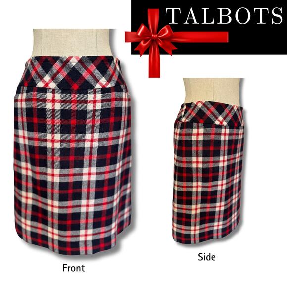 Talbots Plaid Pencil Skirt Fall Winter Preppy Career Church Academia Christmas - Picture 1 of 9
